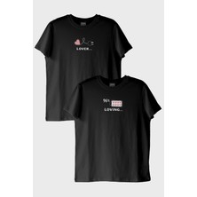 Nuugg Lover Loving Çift Siyah Tişört Seti