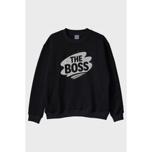 Nuugg The Boss Siyah Bisiklet Yaka Sweatshirt