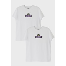 Nuugg Queen King Çift Beyaz Tişörtleri