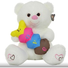 Canes Renkli Kalpli Ayıcık Beyaz Kalpli 60 cm