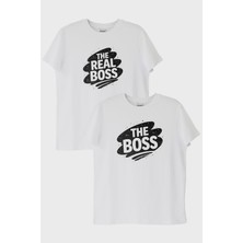 Nuugg The Boss Çift Beyaz Tişört