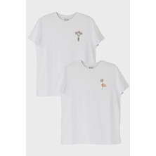 Nuugg Papatya Desenli Beyaz Tişört