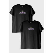 Nuugg Queen King Çift Siyah Tişörtleri
