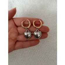 Hercy Gümüş ve Rosegold Renkli Kalpli Ithal Vip Küpe