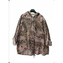 Park Moda Kadın Oversize Kapüşonlu Desenli Mevsimlik Hırka