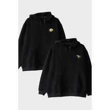 Nuugg Roket ve Asteroit Siyah Hoodie