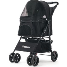 Zampa Core Kedi & Köpek Arabası Siyah 37×55×96 cm | Konforlu ve Güvenli Taşıma Çözümü