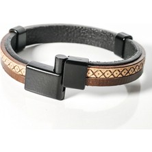 Moncuk Design Kahverengi Erkek Deri Bileklik