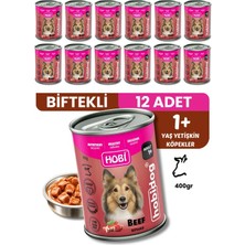 Hobi Hobidog Biftekli Yetişkin Köpek Konservesi 400 gr x 12 Adet | Tam ve Dengeli Yaş Mama