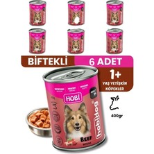 Hobi Hobidog Biftekli Yetişkin Köpek Konservesi 400 gr x 6 Adet | Tam ve Dengeli Yaş Mama