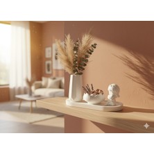 Momenti Di Passione Kalpli Kız Figürü Kase Vazo ve Altlık Seti | Beyaz Renk | Minimalist Bohem Modern | Dekoratif Ofis/ev Seti