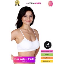Form Angel #büstiyer Dikişsiz Seamless Kadın Esnek Yumuşak Kumaş Ip Ince Askılı Pedli Spor Büstiyer - 4 Adet