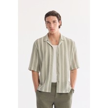 AVVA Erkek Nil Yeşili Apaj Yaka Soft Touch Kısa Kollu Comfort Fit Gömlek A61Y2042