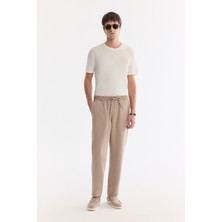 AVVA Erkek Bej Beli Lastikli Nefes Alan Modal Karışımlı Soft Touch Relaxed Fit Jogger Pantolon A61Y3031