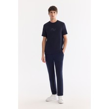AVVA Erkek Lacivert Yanı Lastikli Kırışmaz Teknik Kumaş Slim Fit Chino Pantolon A61Y3077