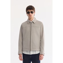 AVVA Erkek Gri Klasik Yakalı Fleto Cep Fermuarlı Süet Mont A61Y6000