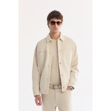 AVVA Erkek Bej Klasik Yaka Düğmeli Yandan Cepli Süet Mont A61Y6003