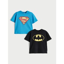 Lc Waikiki Yeni Sezon Batman ve Superman Lisanslı Erkek Çocuk Tişört 2'li