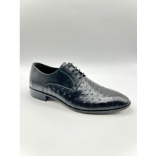 Santorino Ayakkabı Erkek Hakiki Deri Siyah Antik Neolit Taban Klasik Ayakkabı