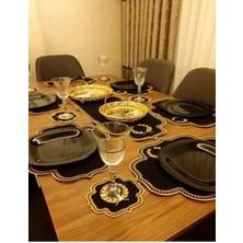 Dolce Mariee 13 Parça Amerikan Servis & Runner Masa Sunum Takımı - Siyah-Gold