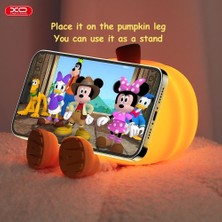 Xo OZ08 Dokunmatik Balkabağı Gece Lambası - 3 Kademeli Şarjlı Telefon Standı ve Aydınlatma