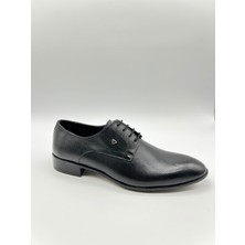 Santorino Ayakkabı Erkek Klasik Hakiki Deri Siyah Antik Igne Baskı Neolit Ayakkabı