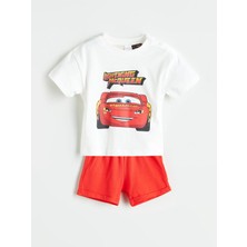 Lc Waikiki Yeni Sezon Bisiklet Yaka Kısa Kollu Arabalar Baskılı Erkek Bebek Tişört ve Şort 2'li Takım