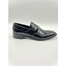 Santorino Ayakkabı Erkek Hakiki Deri Siyah Rugan Neolit Klasik Ayakkabı