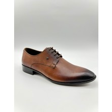 Santorino Ayakkabı Erkek Klasik Hakiki Deri Taba Antik Iğne Baskı Ayakkabı