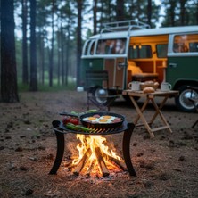 Sumua Store Metal Kamp Ocağı & Mangal | 30 cm Çap | 27 cm Ayak Yüksekliği | Taşınabilir Metal Kamp Mangalı