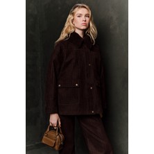 Manuka Yakası Kürklü Nature Ceket Kahverengi