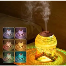 Ankaverse Sonx Renkli Kristal Küre Tasarımlı LED Işıklı Hava Nemlendirici - Sessiz Çalışma ve Ahşap Desenli Kapak