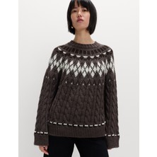 Marks & Spencer Fair Isle Desenli Örgü Yuvarlak Yaka Triko Kazak
