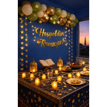 Pairla Hoşgeldin Ramazan Gold Yazı Ledli Zincir 13 adet Balon Seti Gold Hoşgeldin Ramazan Yazısı 2 adet 3 metre LED Işıklı Ramazan Takvimi