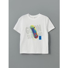 Lc Waikiki Yeni Sezon Bisiklet Yaka Baskılı Erkek Çocuk Tişört