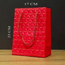 Erseyy Küçük Boy Kırmızı Gold Renkli Karton Çanta