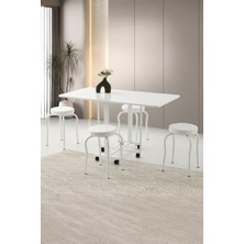 Sweet Home Masa Sandalye Katlanır Lizbon Metal Portatif Tekerlekli Masa  4 Adet Tabure  Takım