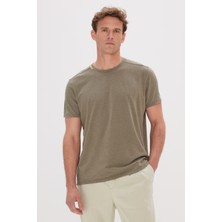 Slim Fit Dar Kesim Bisiklet Yaka Pamuklu Tişört