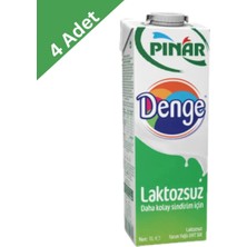 Pınar Denge Laktozsuz Süt 1 L x 4 Adet - Kolay Sindirim, Avantajlı Stok Paketi