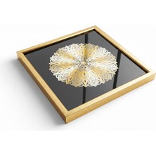 Omsa Grup Armonia Oro-Argento Lusso (Altın-Gümüş Uyum Lüksü) – Uyum ve Lüks Birleşimi, Framed Sanat Eseri. 3 Boyutlu 4 Katlı Altın-Gümüş Görünümlü Mandala Desen Camlı ve Lüx Çerçeveli Tablolar...