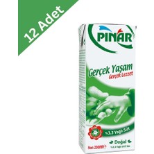 Pınar Tam Yağlı Süt 200 ml x 12 Adet - Besleyici ve Pratik Pipetli Kutu Süt