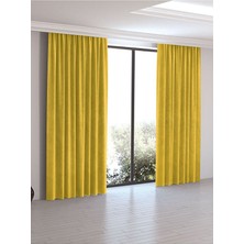 Taç Lüks 1.sınıf Elegance Güneş Sarısı Petek Kadife Dokulu Tek Kanat Düz Dikim Ada Fon Perde