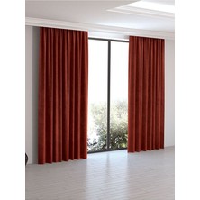 Taç Lüks 1.sınıf Elegance Kiremit Petek Kadife Dokulu Tek Kanat Düz Dikim Ada Fon Perde