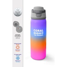 Coral High Renk Geçişli Desenli Pipetli ve Direkt Içim Çelik Termos 800 ml 38536
