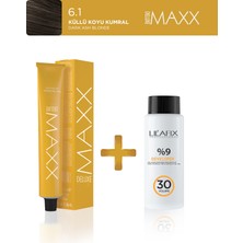 Maxx Deluxe Tüp Boya 60 ml - 20 V Oksidan 60 ml 6.1 Küllü Koyu Kumral