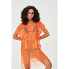 Larimar Freshness Kadın Dantelli Kelebek Desen ve Düz Püsküllü File Pareo