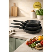 ChefTime Granit Döküm Tava Seti 3’lü Siyah - 20CM-24CM-28CM