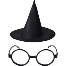 TE Dükkan Harry Potter Şapkası ve Gözlüğü Siyah Renk