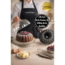 ChefTime 2'li Set Cam Fanus & Siyah Dilimli Kek Kalıbı