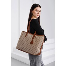 Shule Bags Michelle Monogram Omuz Çantası Taba